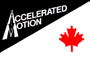 Accelerated Motion logo and Canadian Maple Leaf